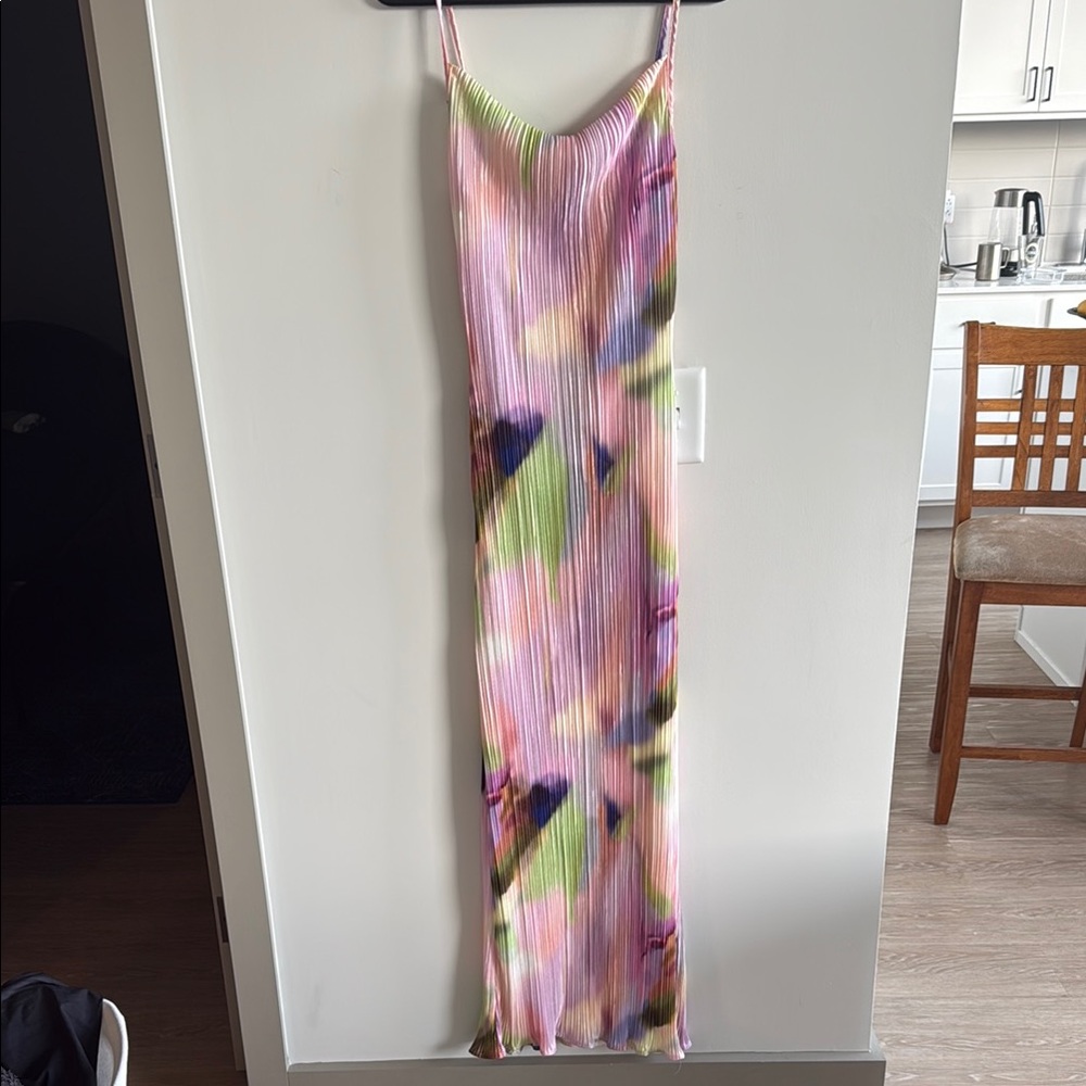 Multicolor Pleated Maxi Dress Small
